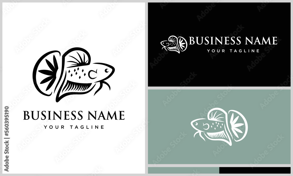 line art beta fish logo