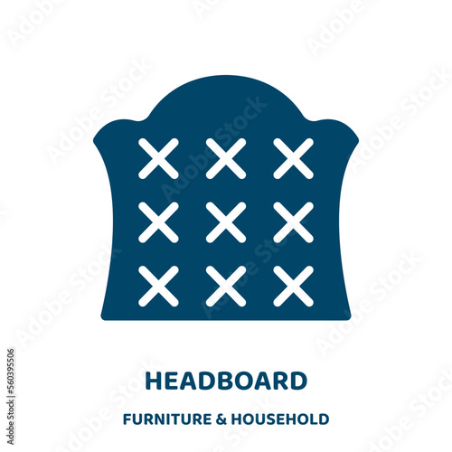 headboard vector icon from furniture & household collection. bed filled flat symbol for mobile concept and web design. Black furniture glyph icon. Isolated sign, logo illustration. Vector graphics.