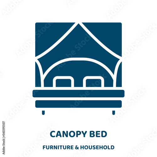 canopy bed vector icon from furniture & household collection. bed filled flat symbol for mobile concept and web design. Black child glyph icon. Isolated sign, logo illustration. Vector graphics.