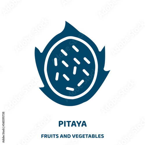 pitaya vector icon from fruits and vegetables collection. fruit filled flat symbol for mobile concept and web design. Black food glyph icon. Isolated sign, logo illustration. Vector graphics.