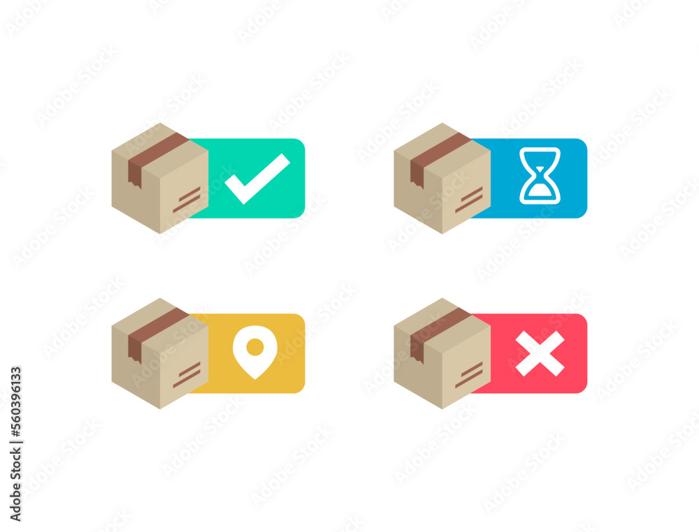 Obraz premium Delivery Box, Package Vector Icon Illustration Set