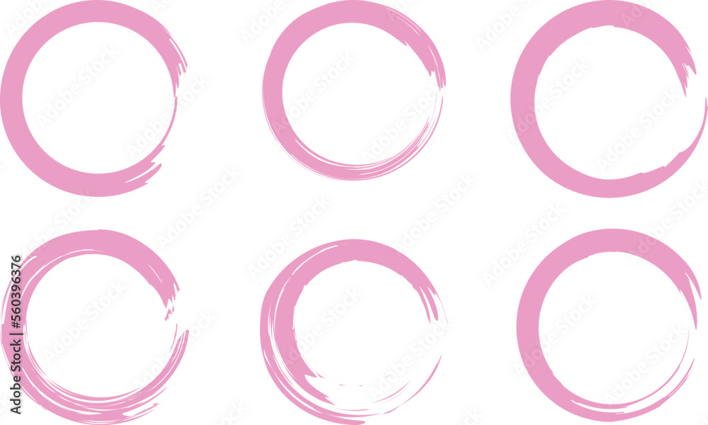 set of pink ink circle set of pink ink circle