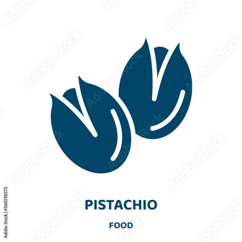 pistachio vector icon from food collection. food filled flat symbol for mobile concept and web design. Black snack glyph icon. Isolated sign, logo illustration. Vector graphics.