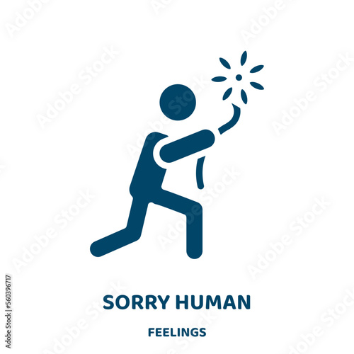 sorry human vector icon from feelings collection. sorry filled flat symbol for mobile concept and web design. Black human glyph icon. Isolated sign, logo illustration. Vector graphics.