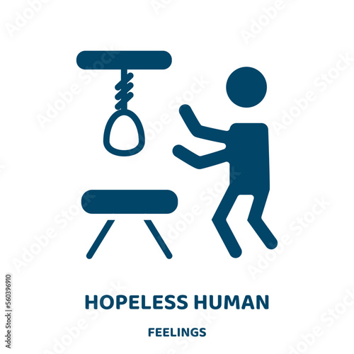 hopeless human vector icon from feelings collection. human filled flat symbol for mobile concept and web design. Black hopeless glyph icon. Isolated sign, logo illustration. Vector graphics.