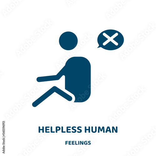 helpless human vector icon from feelings collection. human filled flat symbol for mobile concept and web design. Black help glyph icon. Isolated sign, logo illustration. Vector graphics.
