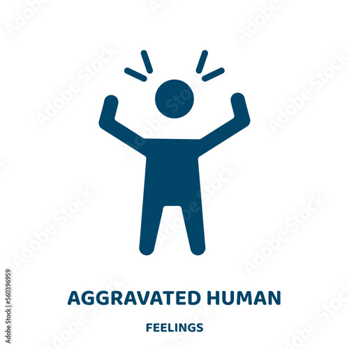 aggravated human vector icon from feelings collection. angry filled flat symbol for mobile concept and web design. Black aggravated glyph icon. Isolated sign, logo illustration. Vector graphics.