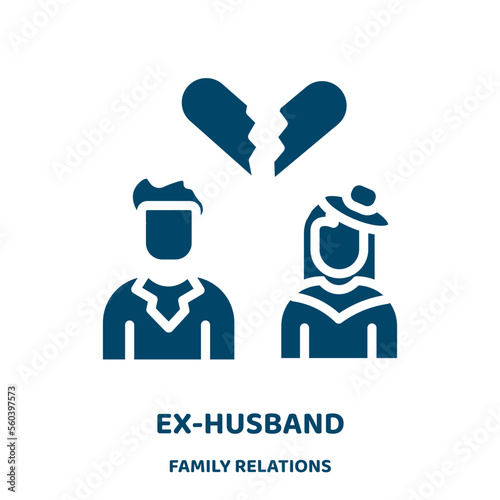 ex-husband vector icon from family relations collection. husband filled flat symbol for mobile concept and web design. Black family glyph icon. Isolated sign, logo illustration. Vector graphics.