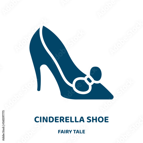 cinderella shoe vector icon from fairy tale collection. fairy filled flat symbol for mobile concept and web design. Black fantasy glyph icon. Isolated sign, logo illustration. Vector graphics.