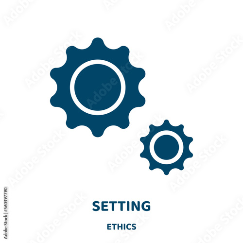 setting vector icon from ethics collection. technology filled flat symbol for mobile concept and web design. Black equipment glyph icon. Isolated sign, logo illustration. Vector graphics.