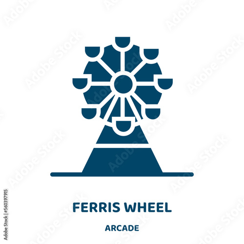 ferris wheel vector icon from arcade collection. entertainment filled flat symbol for mobile concept and web design. Black carousel glyph icon. Isolated sign, logo illustration. Vector graphics.