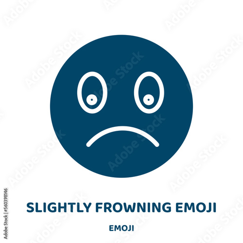 slightly frowning emoji vector icon from emoji collection. frowning filled flat symbol for mobile concept and web design. Black slightly glyph icon. Isolated sign, logo illustration. Vector graphics.