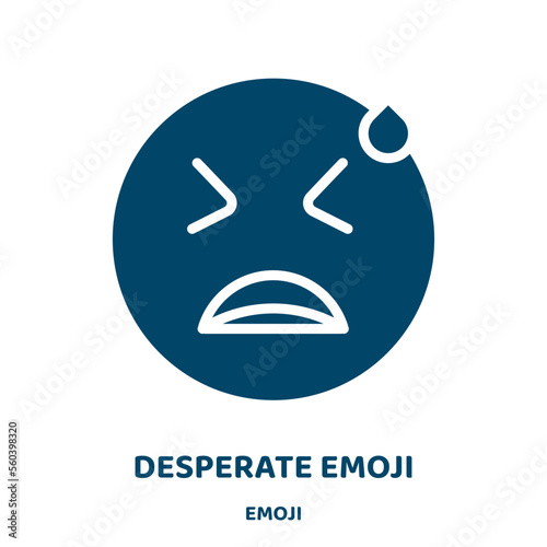 desperate emoji vector icon from emoji collection. desperate filled flat symbol for mobile concept and web design. Black character glyph icon. Isolated sign, logo illustration. Vector graphics.