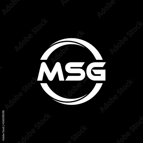 MSG letter logo design with black background in illustrator, cube logo, vector logo, modern alphabet font overlap style. calligraphy designs for logo, Poster, Invitation, etc.