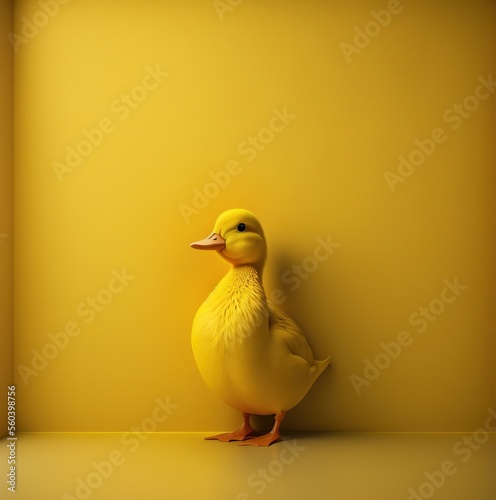 Illustration, Gelbe Ente auf gelben Hintergrund,Generative AI