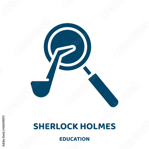 sherlock holmes vector icon from education collection. detective filled flat symbol for mobile concept and web design. Black crime glyph icon. Isolated sign, logo illustration. Vector graphics.