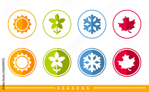 Four seasons badge icon vector illustration. Weather forecast. seasonal simple elements. Color icons of seasons of the year. 