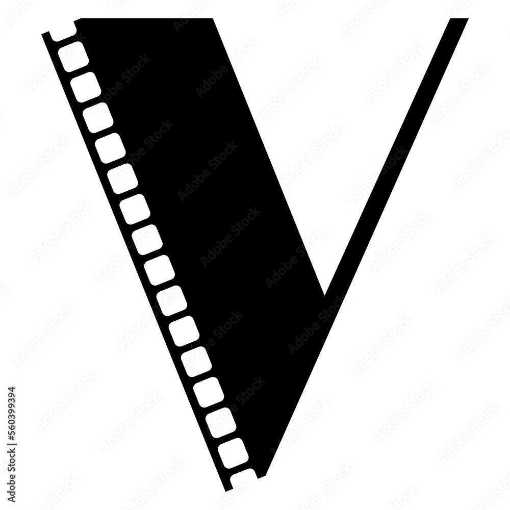 logo-aislado-con-letra-inicial-v-con-forma-de-tira-de-pel-cula-retro