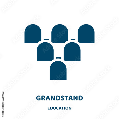 grandstand vector icon from education collection. sport filled flat symbol for mobile concept and web design. Black game glyph icon. Isolated sign, logo illustration. Vector graphics.