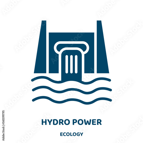 hydro power vector icon from ecology collection. hydro filled flat symbol for mobile concept and web design. Black generator glyph icon. Isolated sign, logo illustration. Vector graphics.