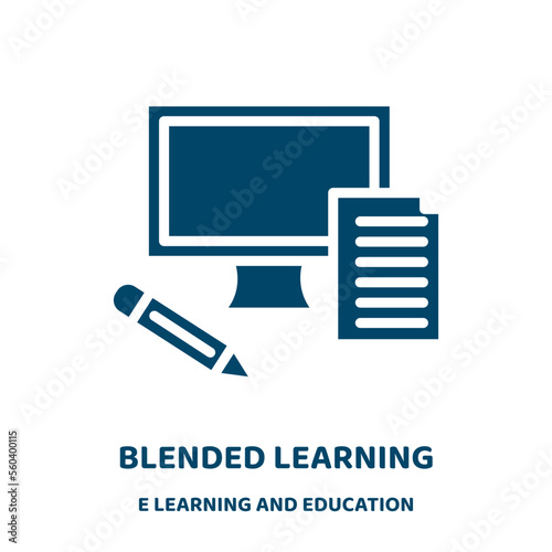 blended learning vector icon from e learning and education collection. blended filled flat symbol for mobile concept and web design. Black education glyph icon. Isolated sign, logo illustration. .