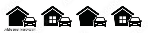 House and car icon. Garage icon, vector illustration
