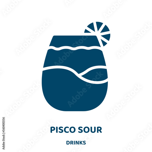 pisco sour vector icon from drinks collection. sour filled flat symbol for mobile concept and web design. Black bar glyph icon. Isolated sign, logo illustration. Vector graphics.