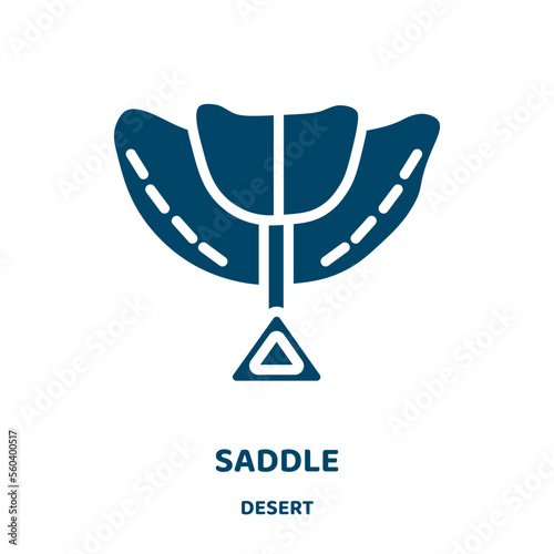 saddle vector icon from desert collection. riding filled flat symbol for mobile concept and web design. Black horse glyph icon. Isolated sign, logo illustration. Vector graphics.