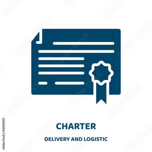 charter vector icon from delivery and logistic collection. business filled flat symbol for mobile concept and web design. Black plane glyph icon. Isolated sign, logo illustration. Vector graphics.