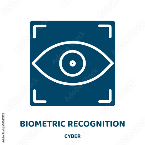 biometric recognition vector icon from cyber collection. recognition filled flat symbol for mobile concept and web design. Black technology glyph icon. Isolated sign, logo illustration. Vector .