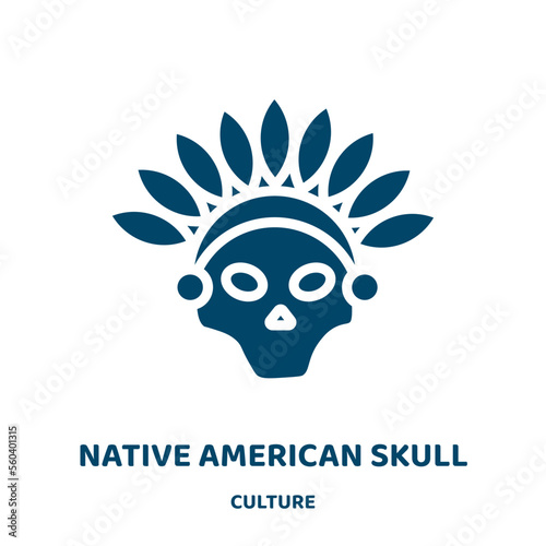 native american skull vector icon from culture collection. american filled flat symbol for mobile concept and web design. Black native glyph icon. Isolated sign, logo illustration. Vector graphics.