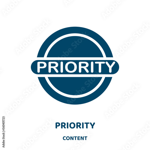 priority vector icon from content collection. project filled flat symbol for mobile concept and web design. Black clipboard glyph icon. Isolated sign, logo illustration. Vector graphics.