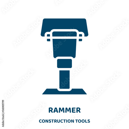 rammer vector icon from construction tools collection. compactor filled flat symbol for mobile concept and web design. Black construction glyph icon. Isolated sign, logo illustration. Vector graphics.