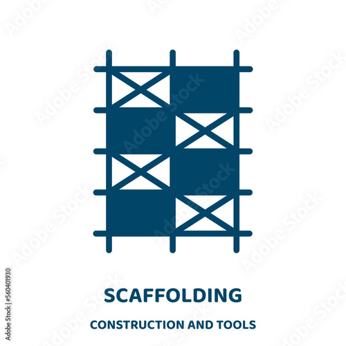 scaffolding vector icon from construction and tools collection. industry filled flat symbol for mobile concept and web design. Black work glyph icon. Isolated sign, logo illustration. Vector graphics.