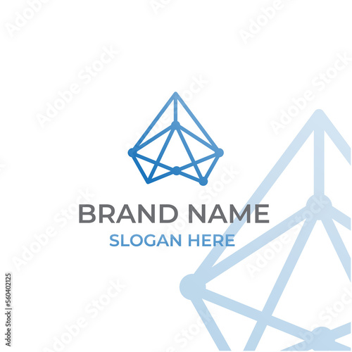 Letter A logo design template,Technology abstract dot connection cross vector logo icon circle logotype