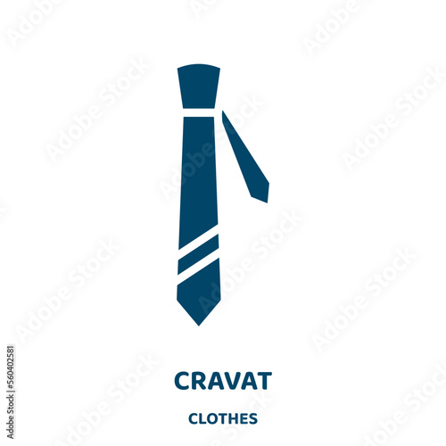 cravat vector icon from clothes collection. fashion filled flat symbol for mobile concept and web design. Black accessory glyph icon. Isolated sign, logo illustration. Vector graphics.