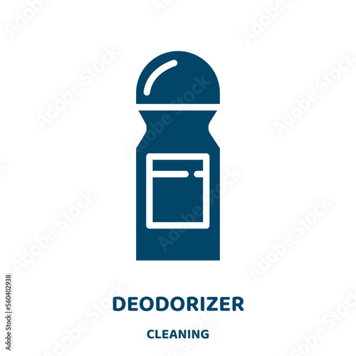 deodorizer vector icon from cleaning collection. deodorant filled flat symbol for mobile concept and web design. Black bottle glyph icon. Isolated sign, logo illustration. Vector graphics.
