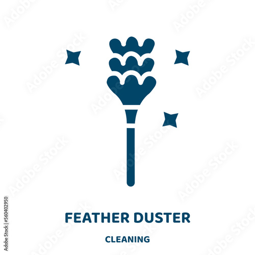 feather duster vector icon from cleaning collection. brush filled flat symbol for mobile concept and web design. Black feather glyph icon. Isolated sign, logo illustration. Vector graphics.