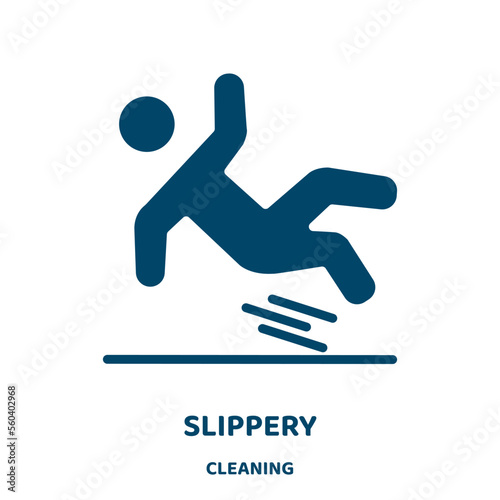 slippery vector icon from cleaning collection. danger filled flat symbol for mobile concept and web design. Black accident glyph icon. Isolated sign, logo illustration. Vector graphics.