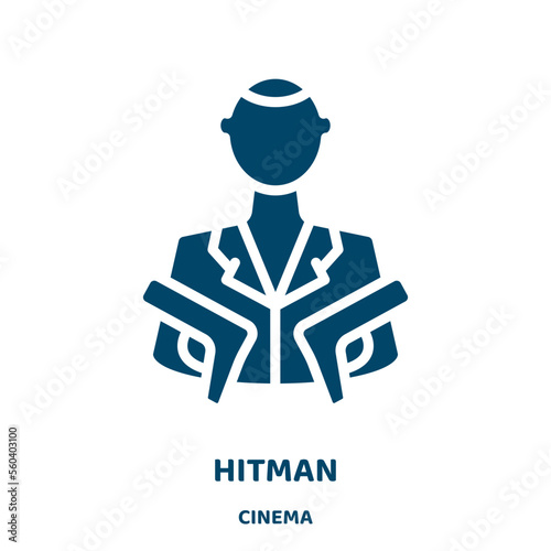 hitman vector icon from cinema collection. crime filled flat symbol for mobile concept and web design. Black killer glyph icon. Isolated sign, logo illustration. Vector graphics.