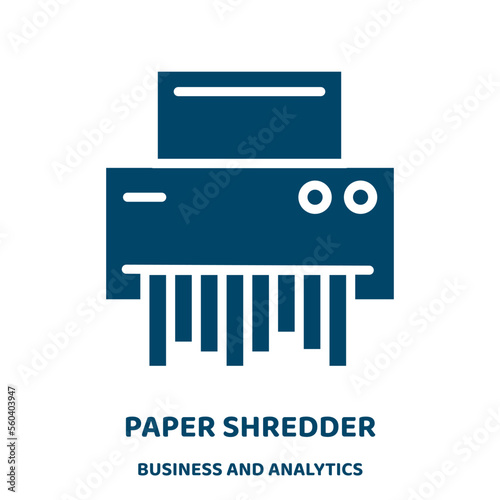 paper shredder vector icon from business and analytics collection. shredder filled flat symbol for mobile concept and web design. Black document glyph icon. Isolated sign, logo illustration. Vector .