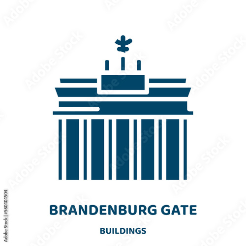 brandenburg gate vector icon from buildings collection. landmark filled flat symbol for mobile concept and web design. Black tourism glyph icon. Isolated sign, logo illustration. Vector graphics.