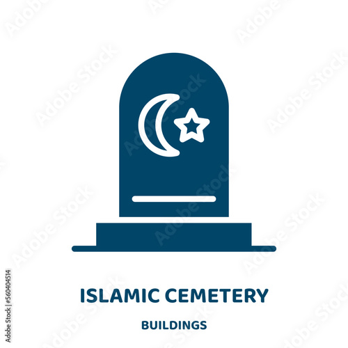 islamic cemetery vector icon from buildings collection. islam filled flat symbol for mobile concept and web design. Black religion glyph icon. Isolated sign, logo illustration. Vector graphics.