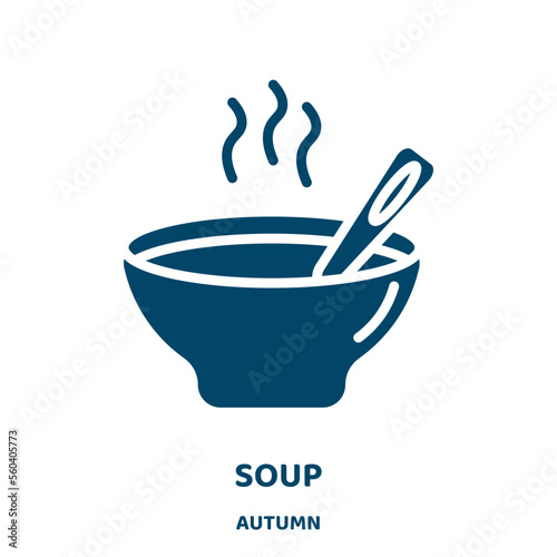soup vector icon from autumn collection. food filled flat symbol for mobile concept and web design. Black cooking glyph icon. Isolated sign, logo illustration. Vector graphics.