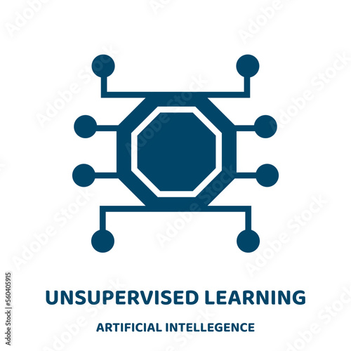 unsupervised learning vector icon from artificial intellegence and future technology collection. ai filled flat symbol for mobile concept and web design. Black technology glyph icon. Isolated sign, .