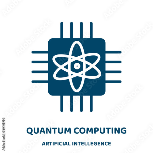 quantum computing vector icon from artificial intellegence and future technology collection. quantum filled flat symbol for mobile concept and web design. Black technology glyph icon. Isolated sign, .