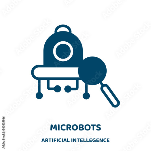 microbots vector icon from artificial intellegence and future technology collection. artificial filled flat symbol for mobile concept and web design. Black microbot glyph icon. Isolated sign, logo .