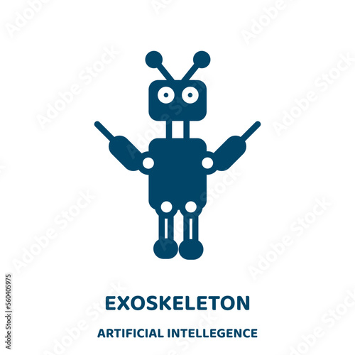 exoskeleton vector icon from artificial intellegence and future technology collection. cartoon filled flat symbol for mobile concept and web design. Black technology glyph icon. Isolated sign, logo .