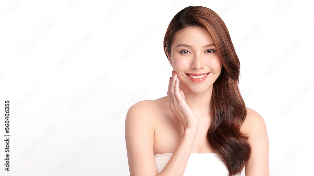 Beautiful young asian woman with clean fresh skin on white background, Face care, Facial treatment, Cosmetology, beauty and spa, Asian women portrait. Beautiful young asian woman with clean fresh skin on white background, Face care, Facial treatment, Cosmetology, beauty and spa, Asian women portrait.