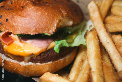 cheese burger and french fries
